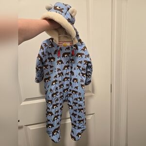 Baby Boden Cozy Bunting Double Zip Blue Grizzly Bears - Size 6-12 Month